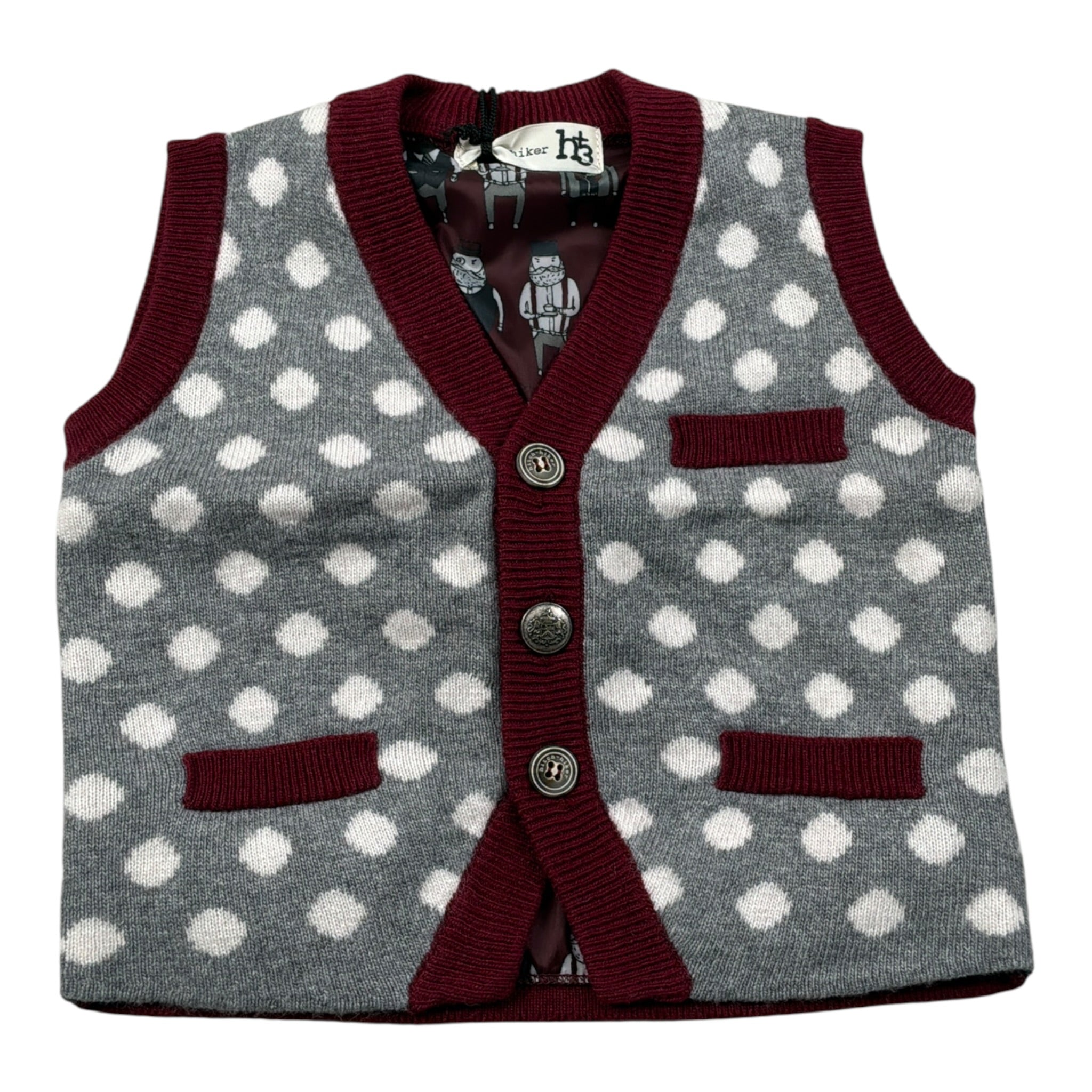 Monnalisa Gilet In Maglia Bicolore Grigio/Bordeaux per Bambino 220821J GRIGIO/BORDEAUX MONNALISA 