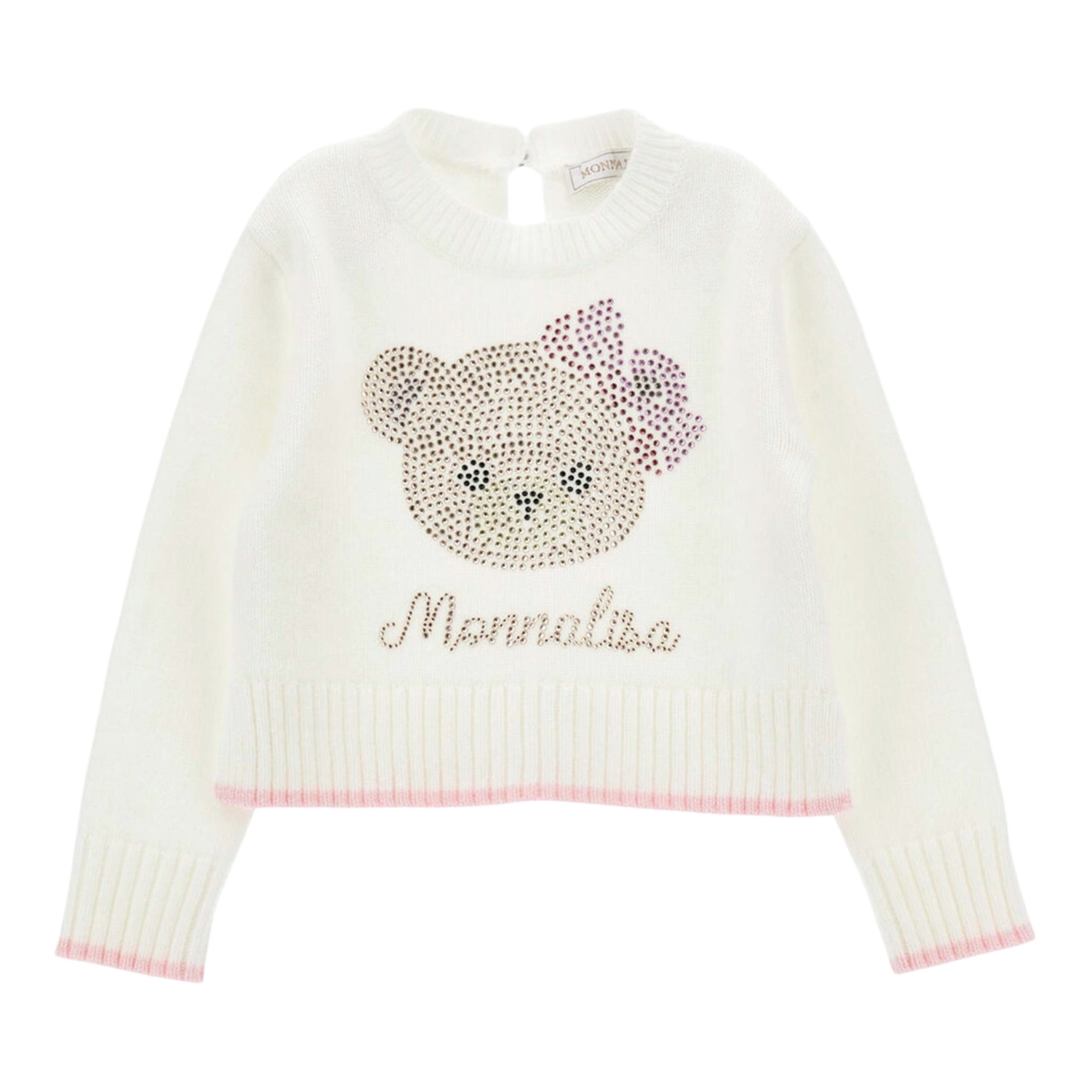 Monnalisa Maglia Girocollo tinta unita con Brillantini Panna per Neonata 39D617X PANNA MONNALISA 