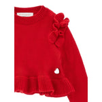 Monnalisa Maglia tinta unita con Balze Rosso per Neonata 39D619 ROSSO MONNALISA 