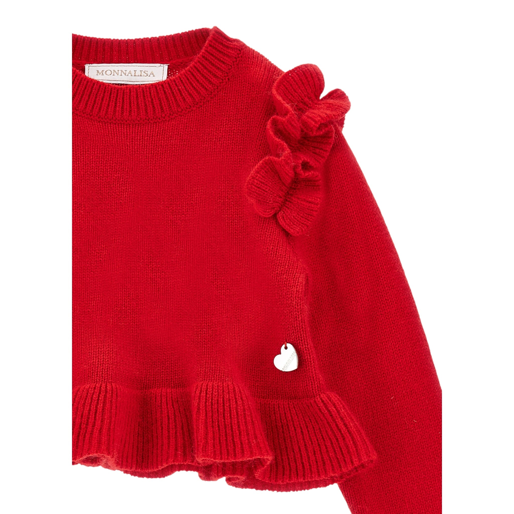 Monnalisa Maglia tinta unita con Balze Rosso per Neonata 39D619 ROSSO MONNALISA 