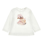 Monnalisa Shirt Girocollo tinta unita Cn Stampa Panna per Bambina 39F602X PANNA MONNALISA 