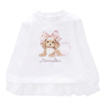 Monnalisa Felpa Chiusa Girocollo tinta unita con Stampa Panna per Neonata 39F607XX PANNA MONNALISA 
