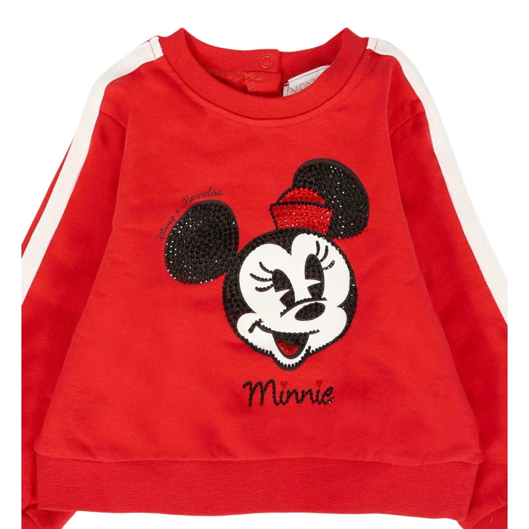 Monnalisa Felpa Chiusa Girocollo tinta unita con Stampa Minnie Rosso per Neonata 39F620 ROSSO MONNALISA 