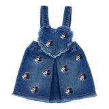 Monnalisa Salopette In Denim tinta unita con Ricami Blu per Neonata 39F703 BLU MONNALISA 