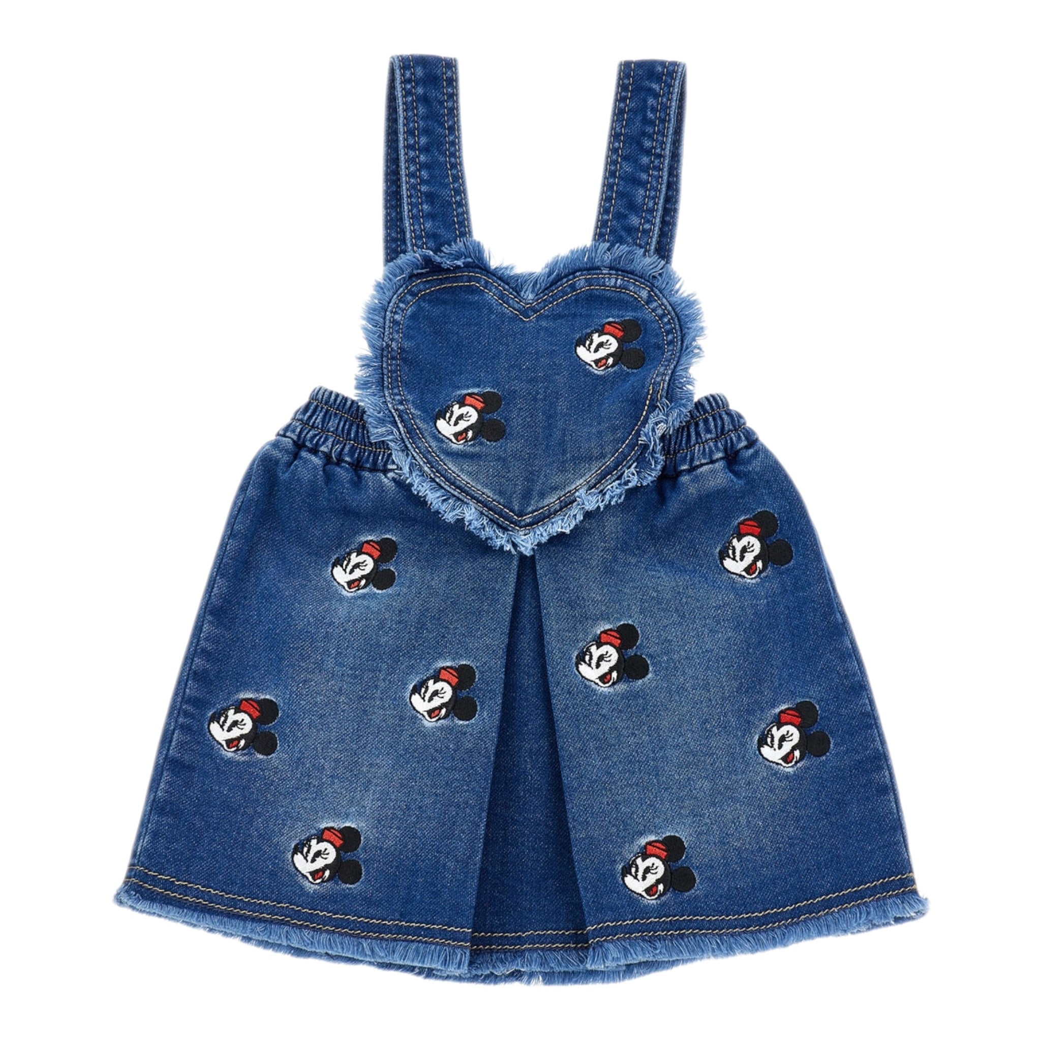 Monnalisa Salopette In Denim tinta unita con Ricami Blu per Neonata 39F703 BLU MONNALISA 