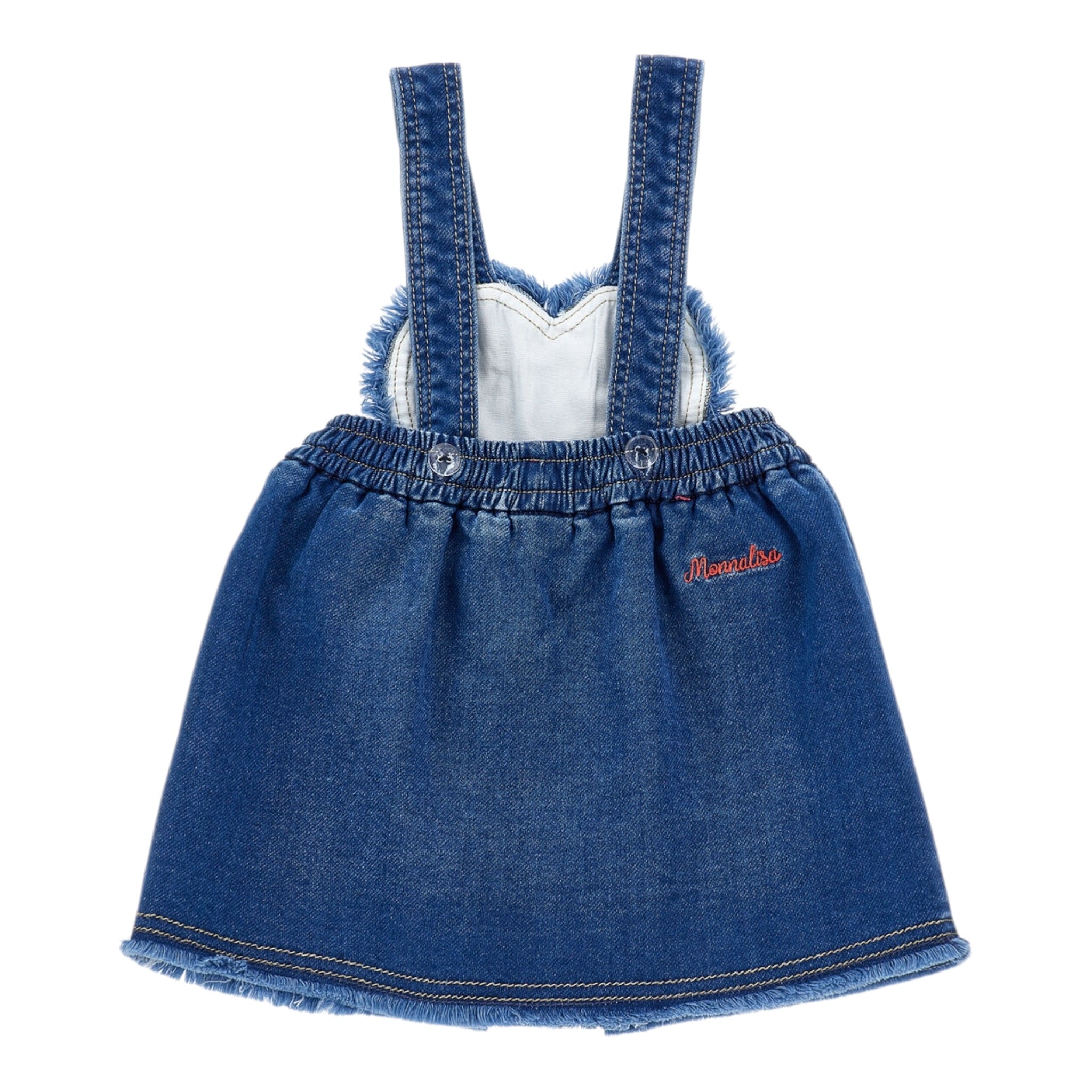 Monnalisa Salopette In Denim tinta unita con Ricami Blu per Neonata 39F703 BLU MONNALISA 