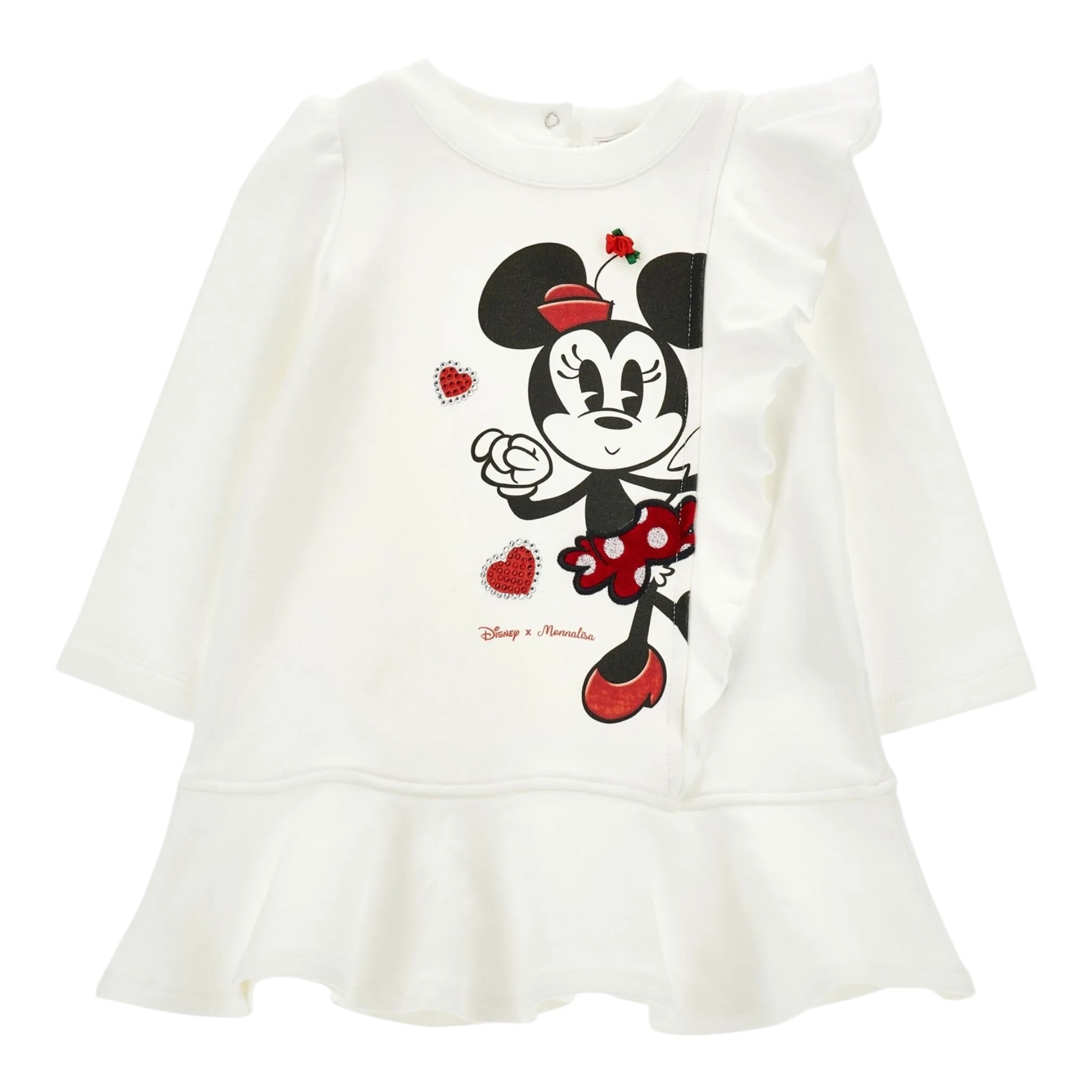 Monnalisa Abito Manica Lunga Tinta Nita con Stampa Panna per Neonata 39F903 PANNA MONNALISA 