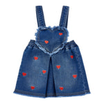 Monnalisa Gonna Salopette tinta unita In Denim Blu per Neonata 39F3RU BLU MONNALISA 