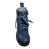 Monnalisa Stivale Basso tinta unita con Lacci Blu per Bambina 8CD007 BLU MONNALISA 
