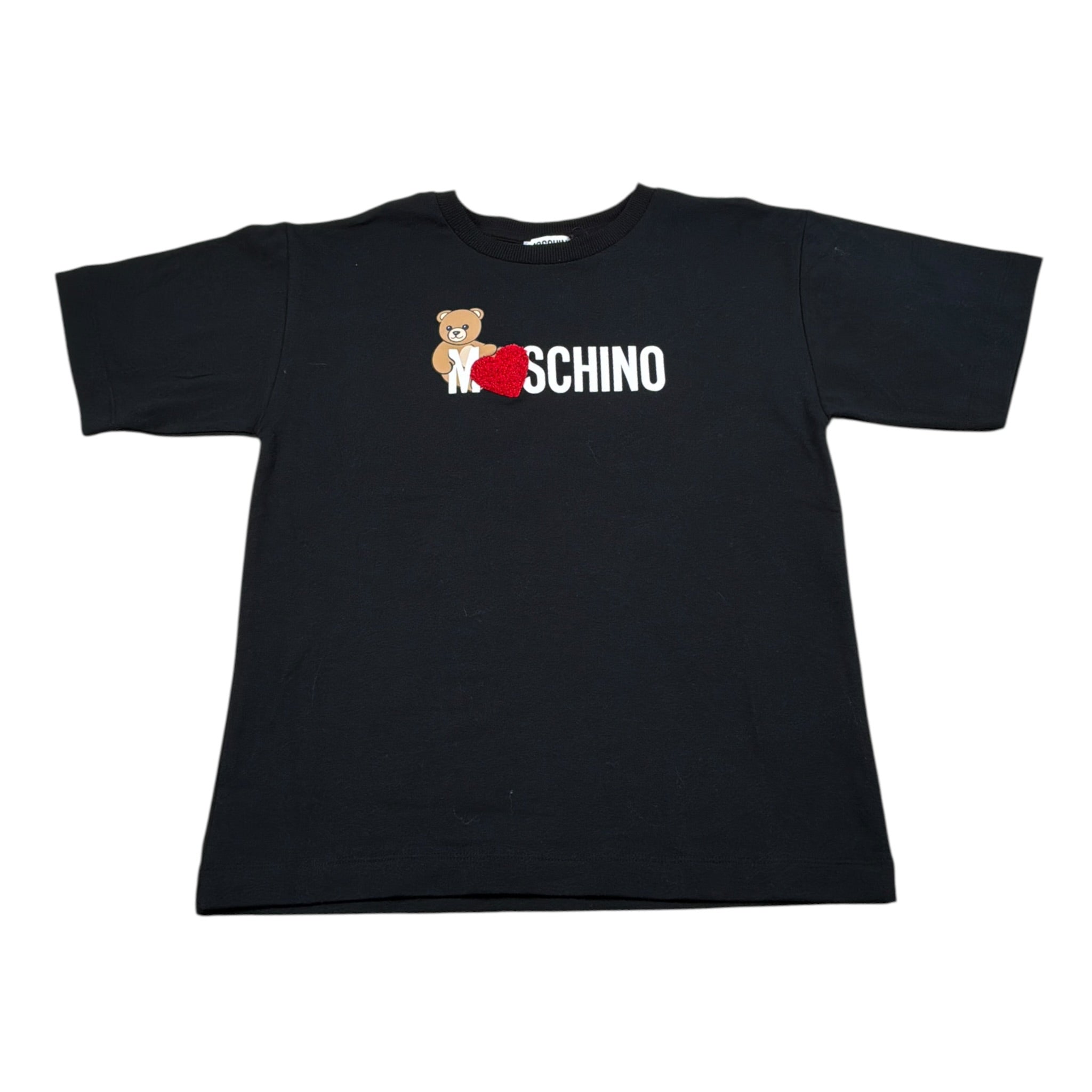 Moschino T-Shirt Girocollo tinta unita con Stampa Nero per Bambina H1M060 NERO MOSCHINO 