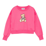 Moschino Felpa tinta unita con Stampa Fuxia per Bambina HDF06 FUXIA MOSCHINO 