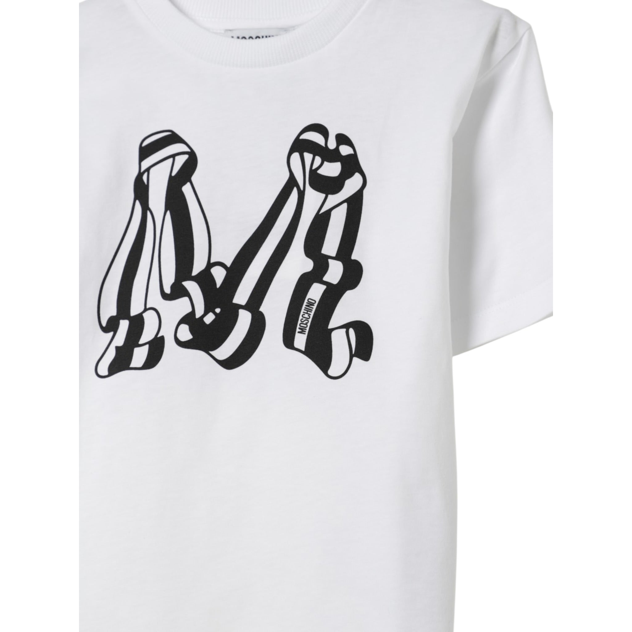 Moschino T-Shirt Girocollo tinta unita con Stampa Bianco per Bambino HDM06W BIANCO MOSCHINO 