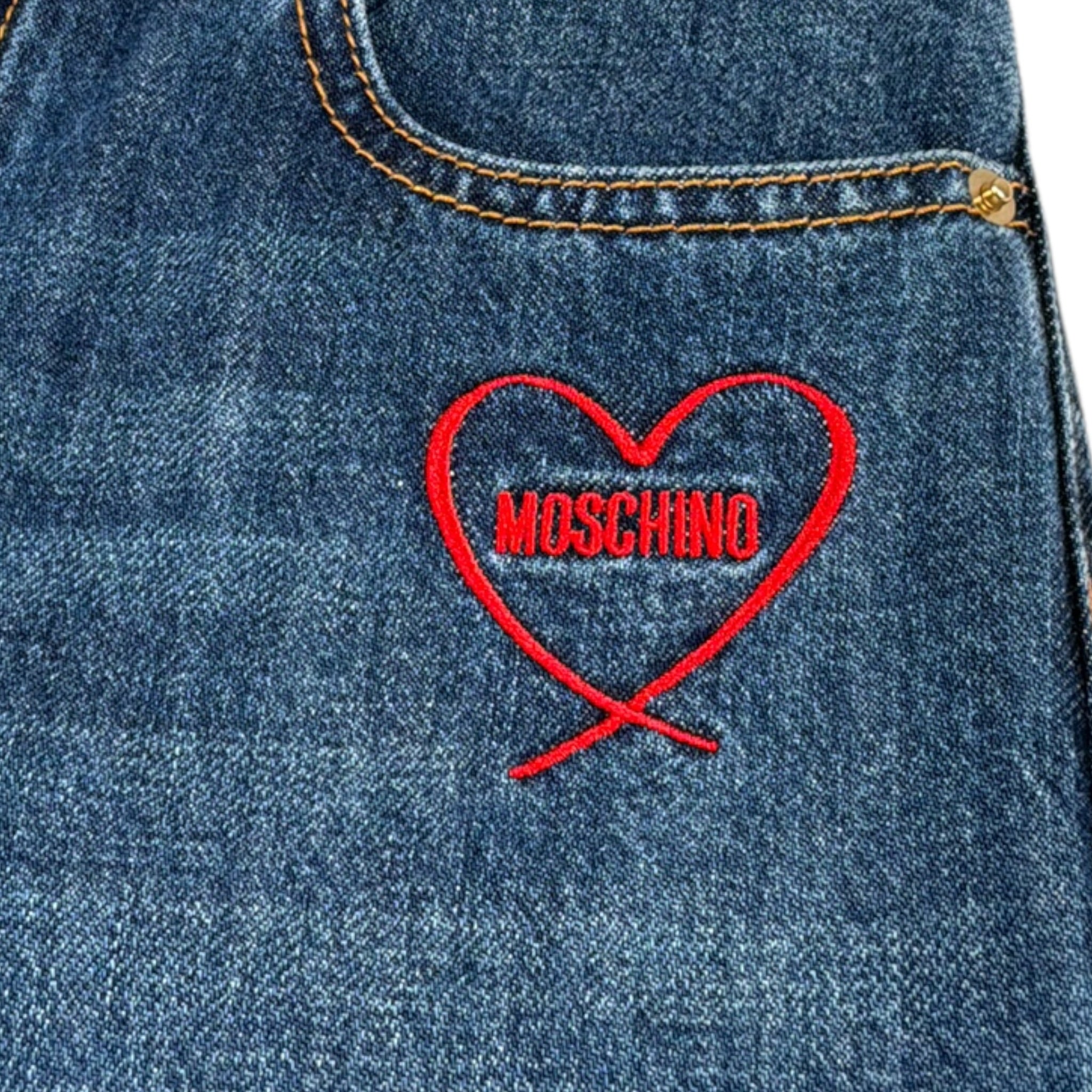 Moschino Jeans tinta unita Modello A Palazzo con Stampa Blu per Bambina HDP078 BLU MOSCHINO 