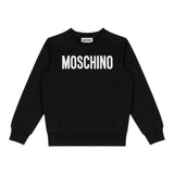 Moschino Felpa Chiusa Girocollo tinta unita con Stampe Nero per Bambino HUF09I NERO MOSCHINO 