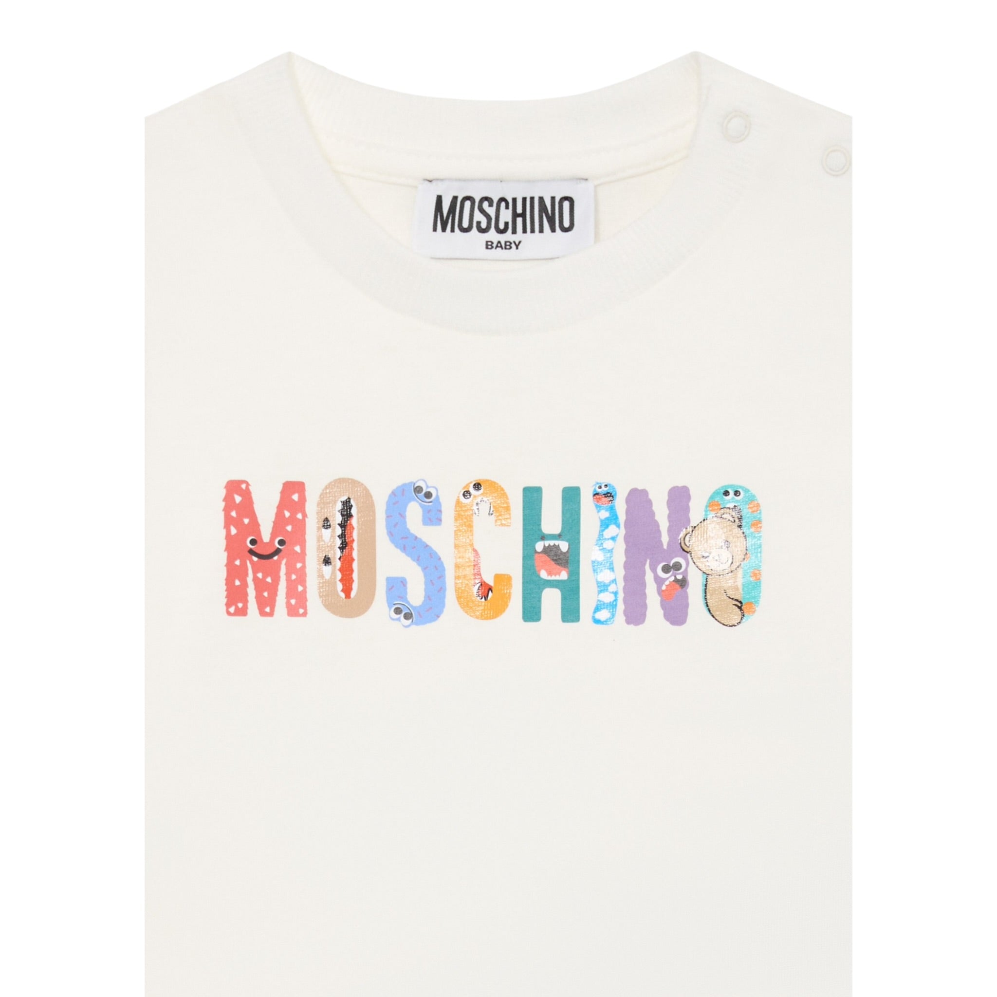 Moschino Shirt Girocollo tinta unita con Logo Bianco per Neonato M5O00RN BIANCO MOSCHINO 
