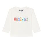 Moschino Shirt Girocollo tinta unita con Logo Bianco per Neonato M5O00RN BIANCO MOSCHINO 