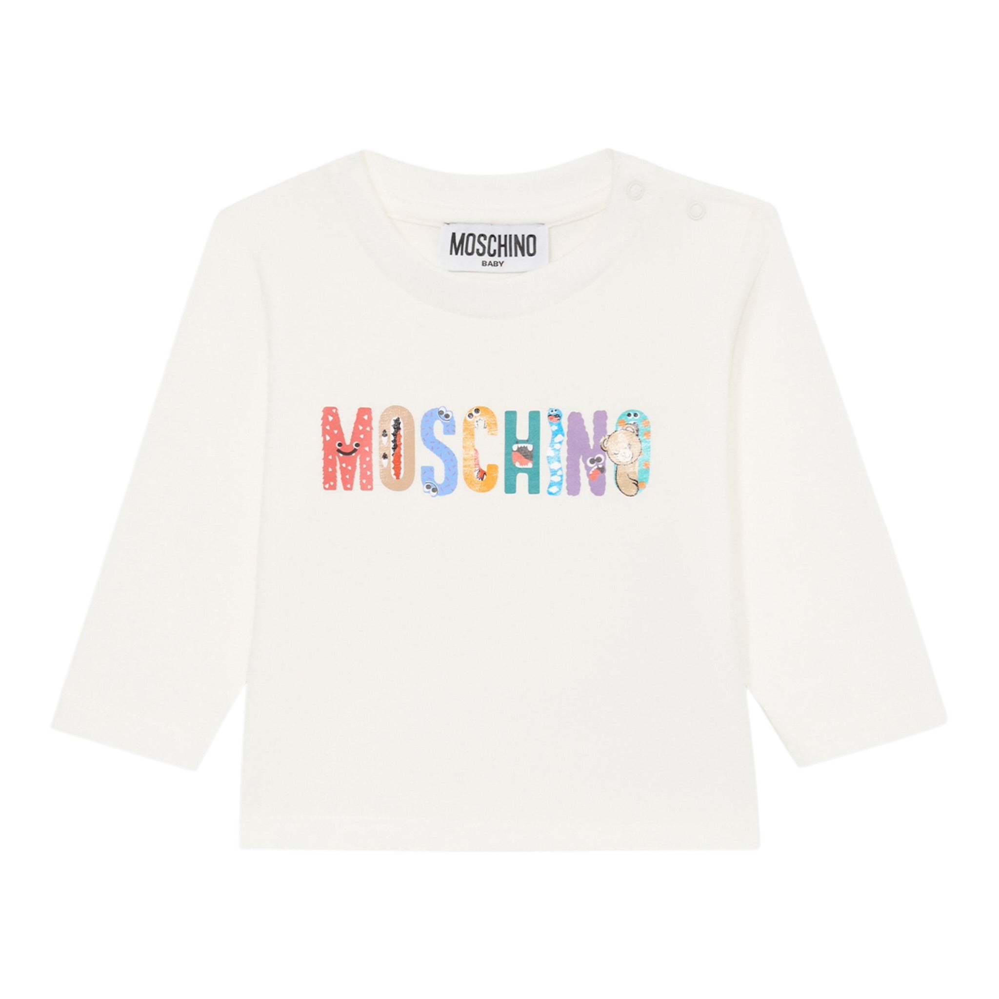Moschino Shirt Girocollo tinta unita con Logo Bianco per Neonato M5O00RN BIANCO MOSCHINO 