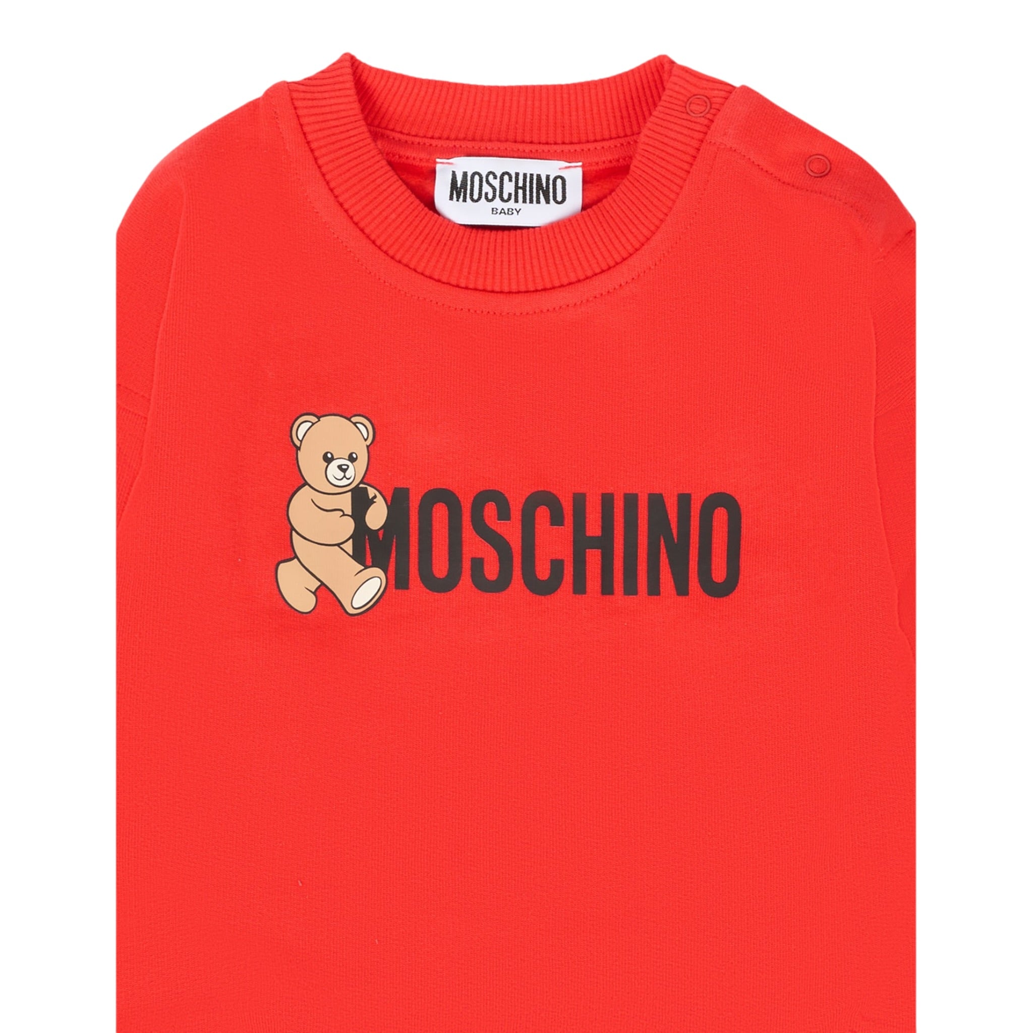 Moschino Felpa Chiusa Girocollo tinta unita con Logo Rosso per Neonato M8F03QXX ROSSO MOSCHINO 