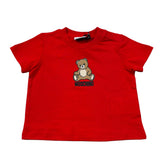 Moschino T-Shirt Girocollo tinta unita con Logo Rosso per Neonato M9M047 ROSSO MOSCHINO 