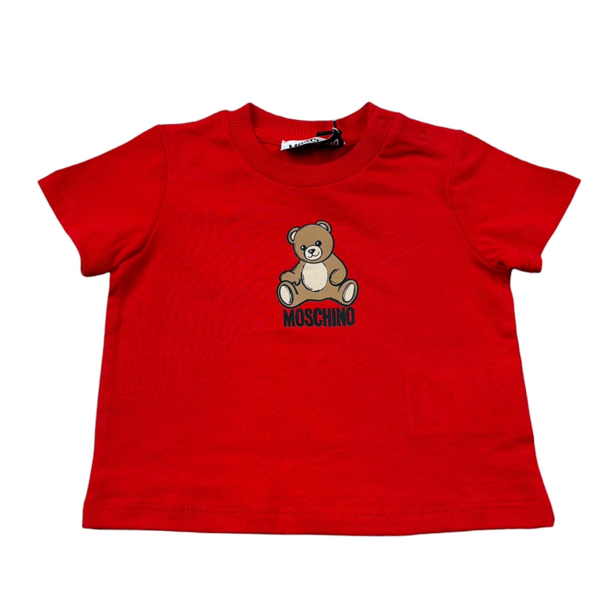 Moschino T-Shirt Girocollo tinta unita con Logo Rosso per Neonato M9M047 ROSSO MOSCHINO 