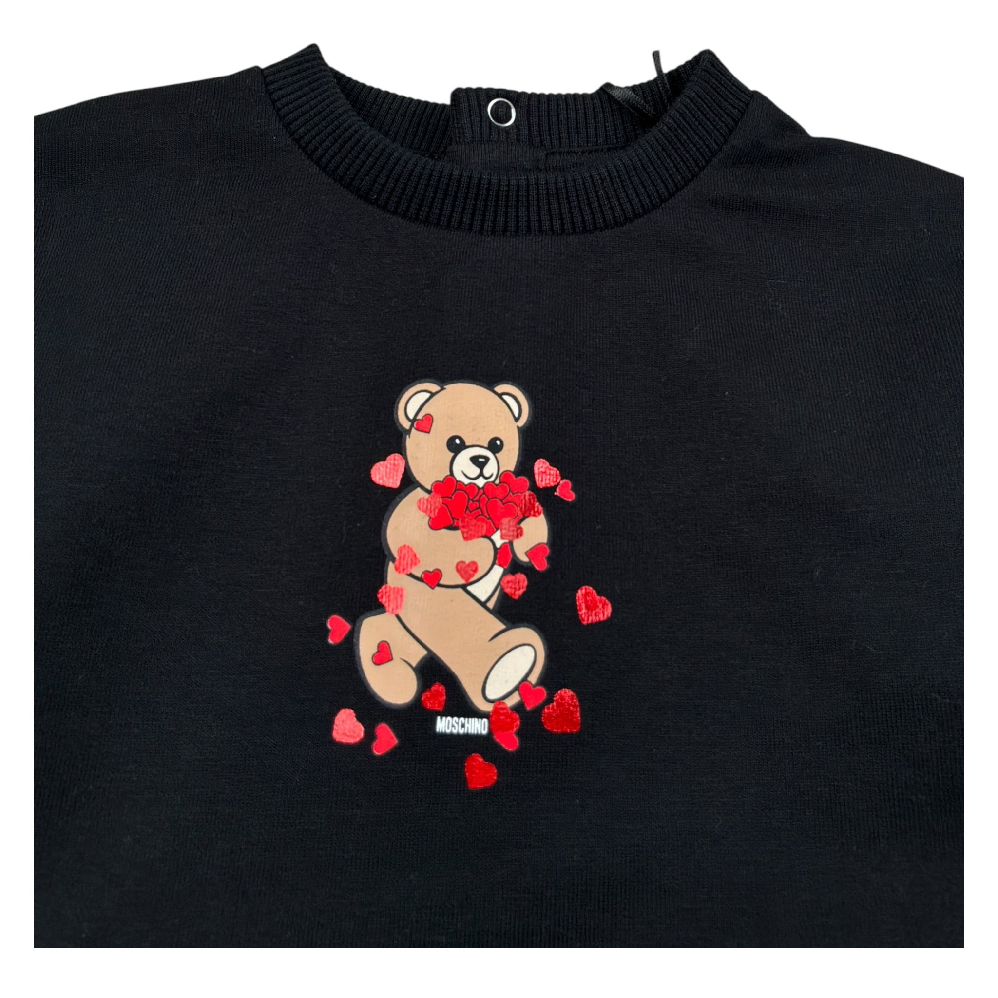 Moschino Abito Manica Lunga tinta unita con Logo Nero per Neonata MAV0CW NERO MOSCHINO 