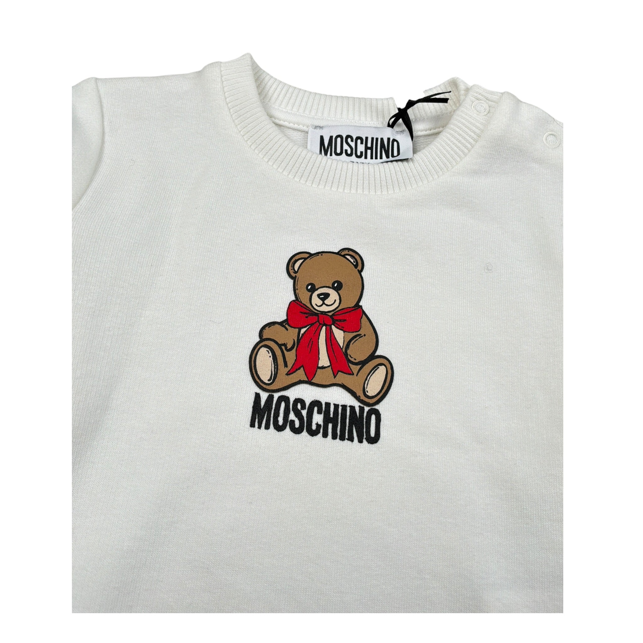 Moschino Abito Felpa Girocollo tinta unita Manica Lunga Panna per Neonata MBV0BK PANNA MOSCHINO 