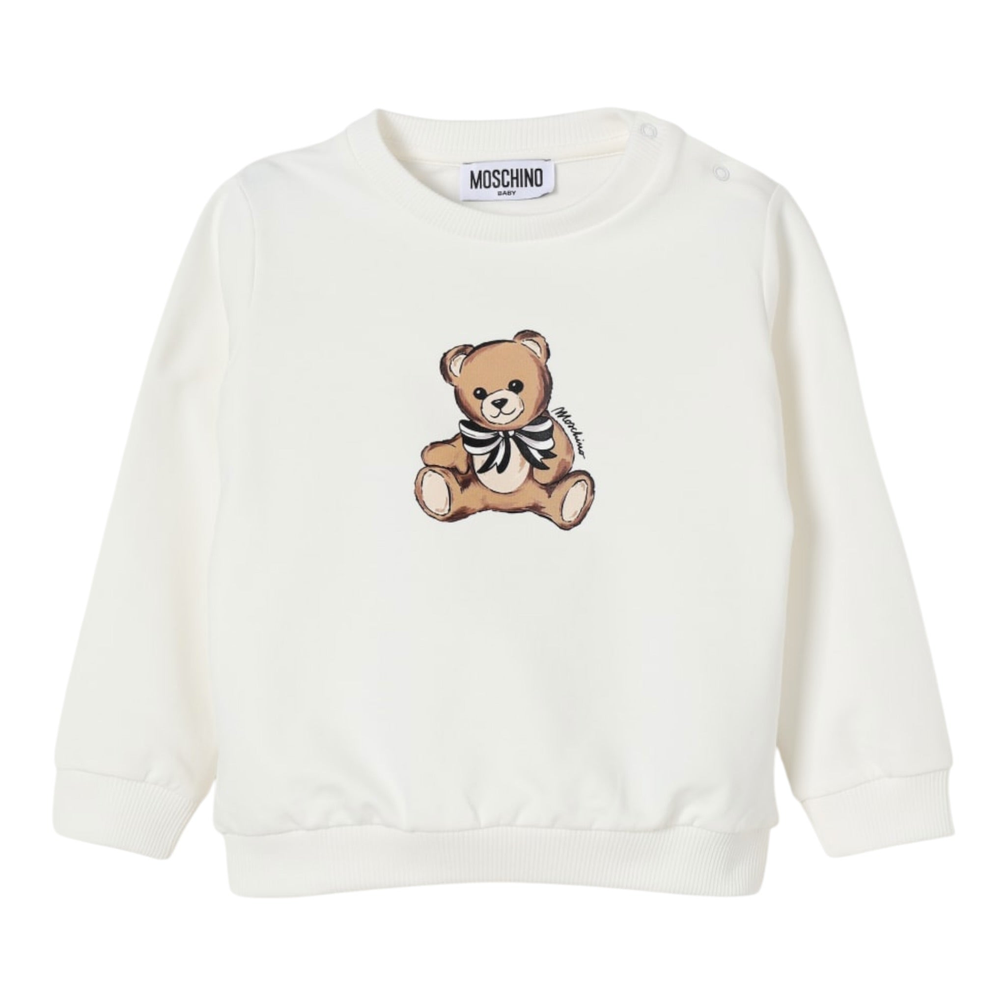 Moschino Felpa Chiusa Girocollo Tinmta Unita con Stampa Panna per Bambina MDF034J PANNA MOSCHINO 