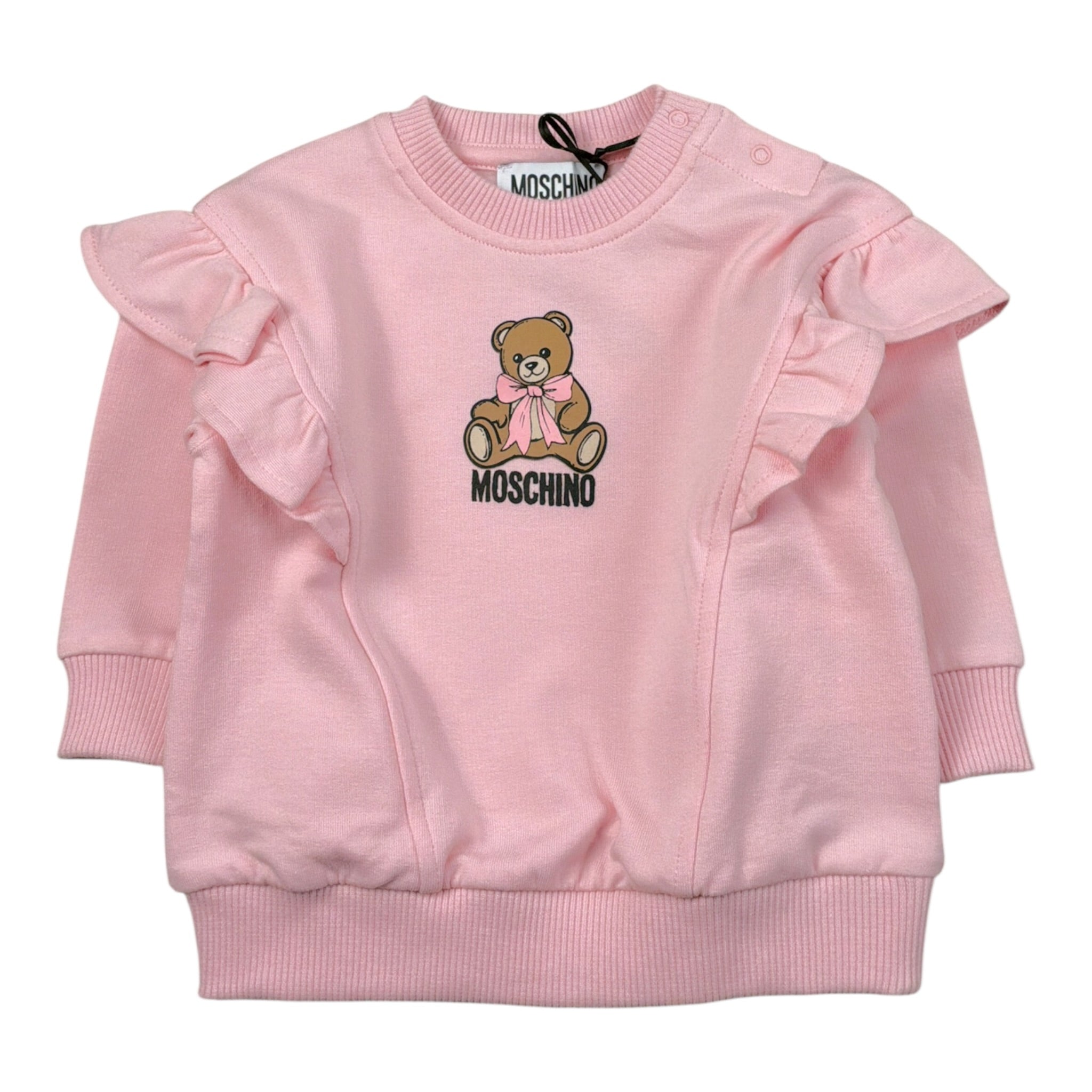 Moschino Felpa tinta unita Girocollo con Stampa Rosa per Neonata MDF036 ROSA MOSCHINO 