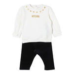 Moschino Completo 2 Pezzi Felpa-Pantalone Bicolore Bianco/Nero per Neonata MDK02X BIANCO/NERO MOSCHINO 