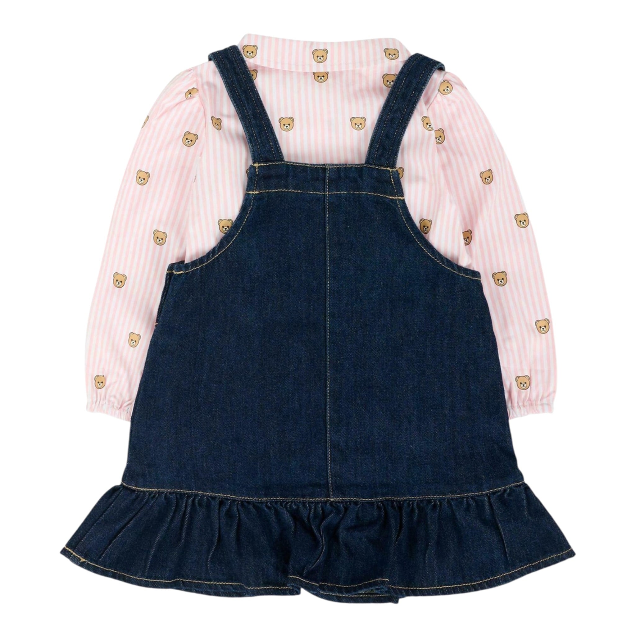 Moschino Completo 2 Pezzi Camicia-Salopette Blu per Neonata MDK036 BLU MOSCHINO 