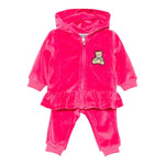 Moschino Completo 2 Pezzi In Vellutto Felpa-Pantalone tinta unita Fuxia per Neonata MDK03B FUXIA MOSCHINO 