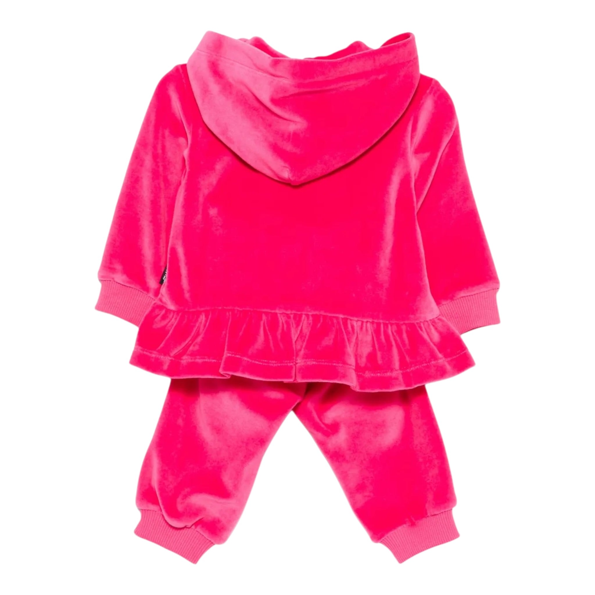 Moschino Completo 2 Pezzi In Vellutto Felpa-Pantalone tinta unita Fuxia per Neonata MDK03B FUXIA MOSCHINO 