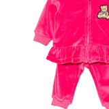 Moschino Completo 2 Pezzi In Vellutto Felpa-Pantalone tinta unita Fuxia per Neonata MDK03B FUXIA MOSCHINO 