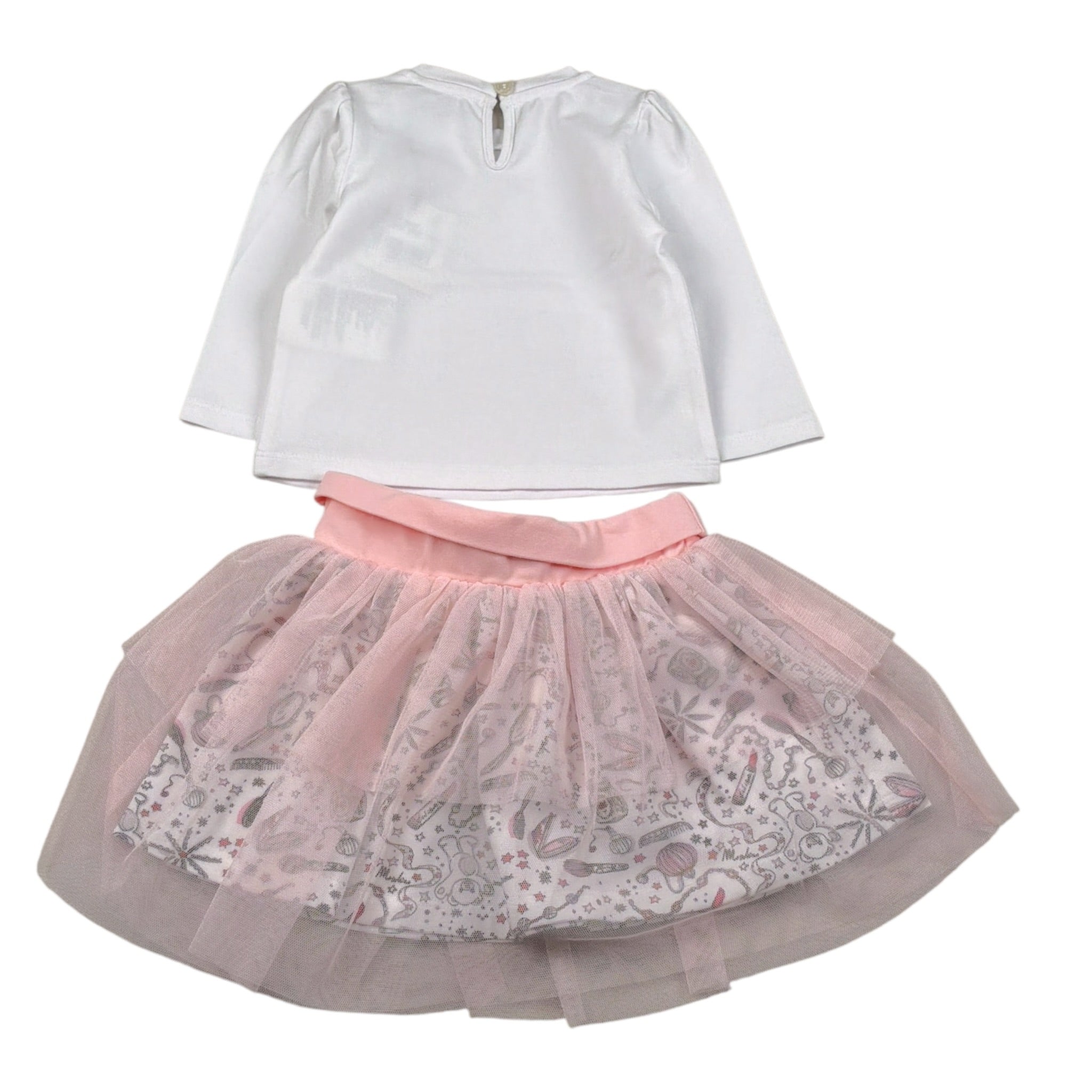 Moschino Completo 2Pz Shirt-Gonna Bianco/Rosa per Neonata MDK03L BIANCO/ROSA MOSCHINO 