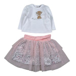 Moschino Completo 2Pz Shirt-Gonna Bianco/Rosa per Neonata MDK03L BIANCO/ROSA MOSCHINO 