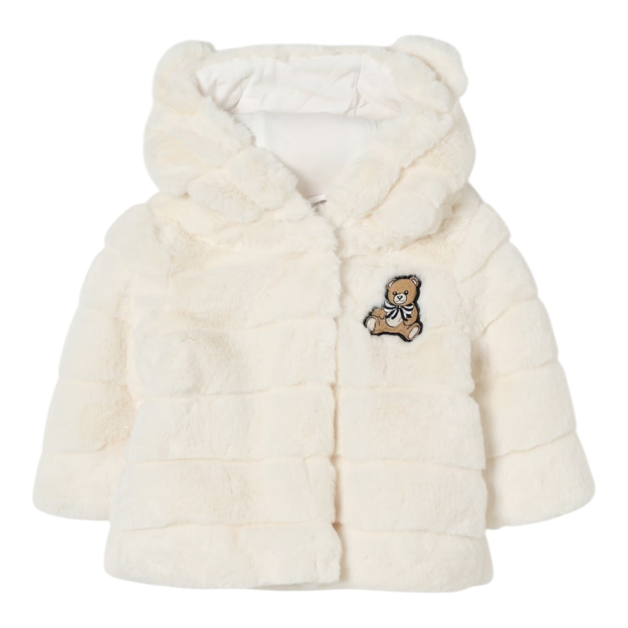 Moschino Giubbino tinta unita con Cappuccio E Bottoni Panna per Neonata MDS02I PANNA MOSCHINO 