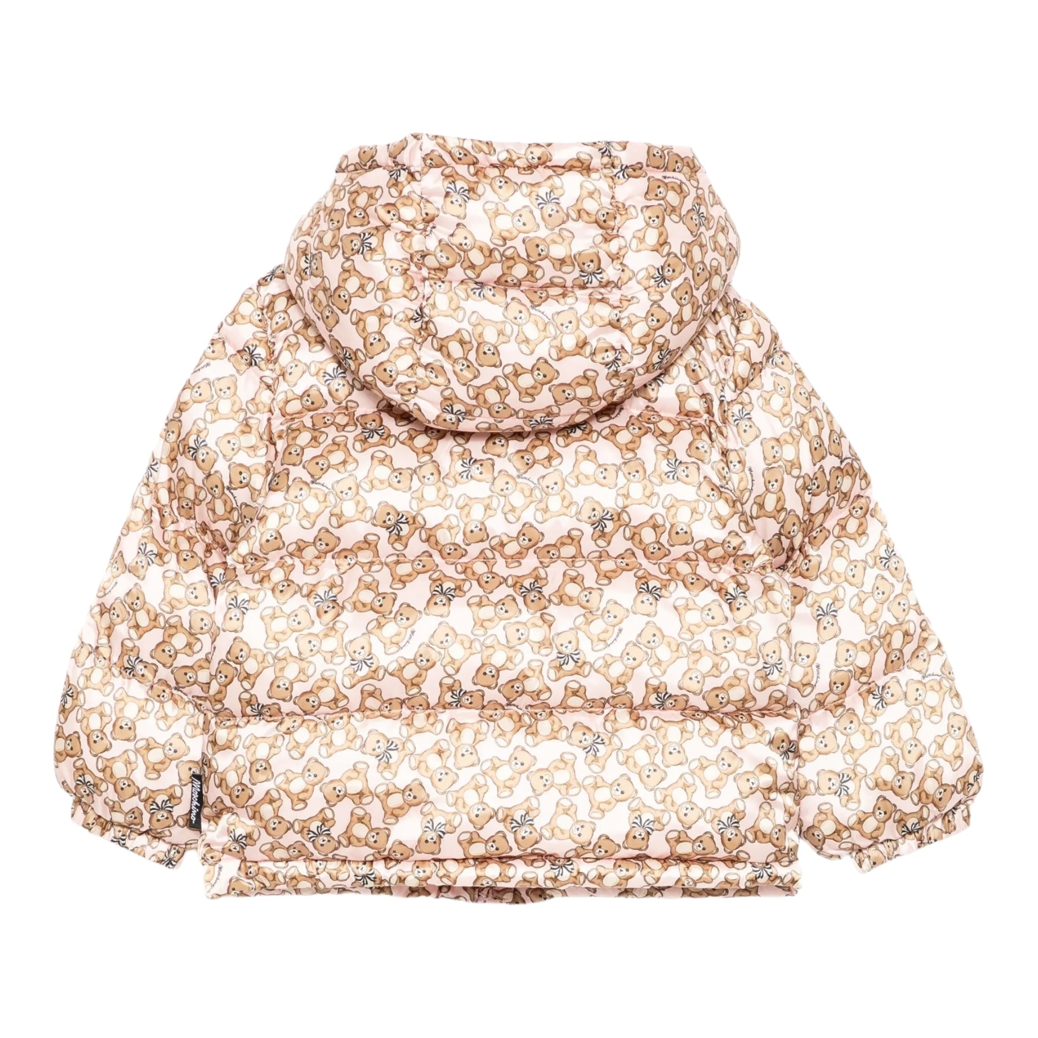 Moschino Giubbino tinta unita con Cappuccio E Stampe Rosa per Neonata MDS02J ROSA MOSCHINO 