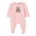 Moschino Tutina Manica Lunga tinta unita con Logo Rosa per Neonata MDT01A ROSA MOSCHINO 