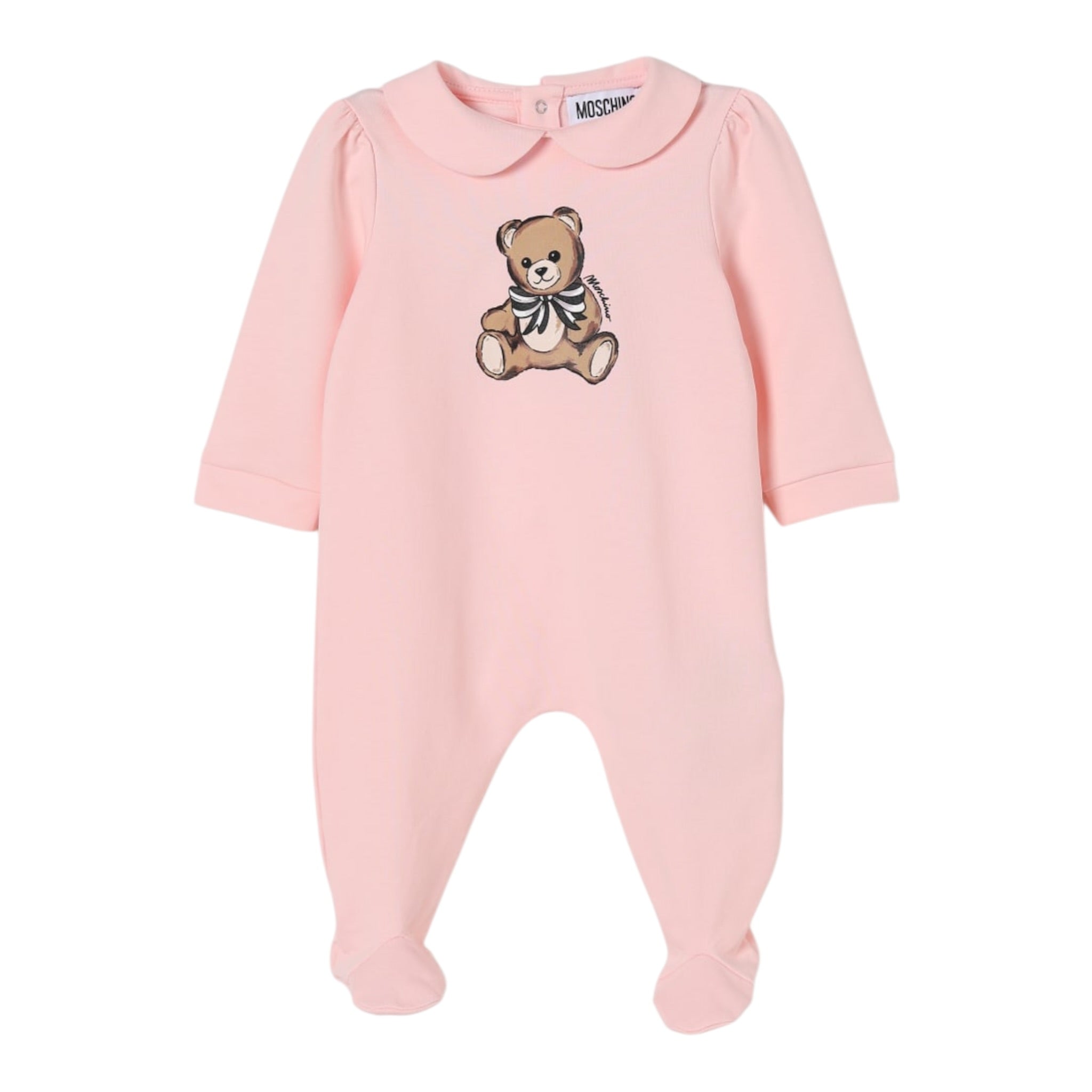 Moschino Tutina Manica Lunga tinta unita con Logo Rosa per Neonata MDT01A ROSA MOSCHINO 
