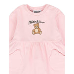 Moschino Abito Manica Lunga tinta unita con Stampa Rosa per Neonata MDV0CU ROSA MOSCHINO 