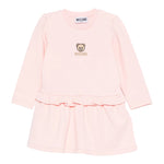 Moschino Abito Manica Lunga tinta unita con Stampa Rosa per Neonata MDV0D1N ROSA MOSCHINO 
