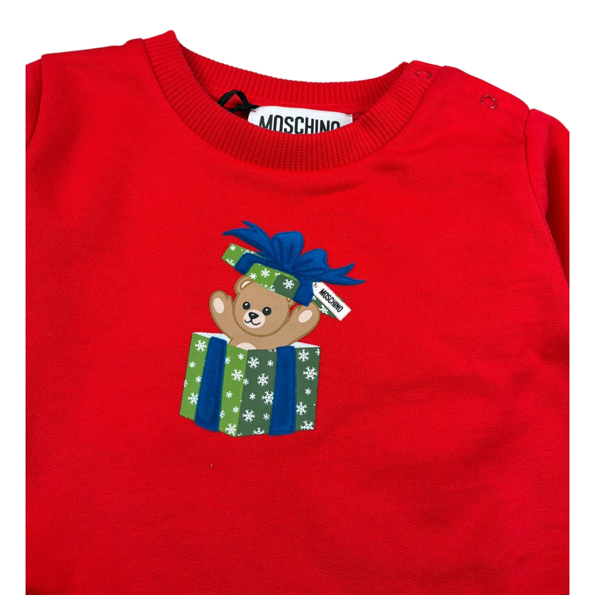 Moschino Abito Manica Lunga tinta unita con Logo Rosso per Neonata MDV0DO ROSSO MOSCHINO 