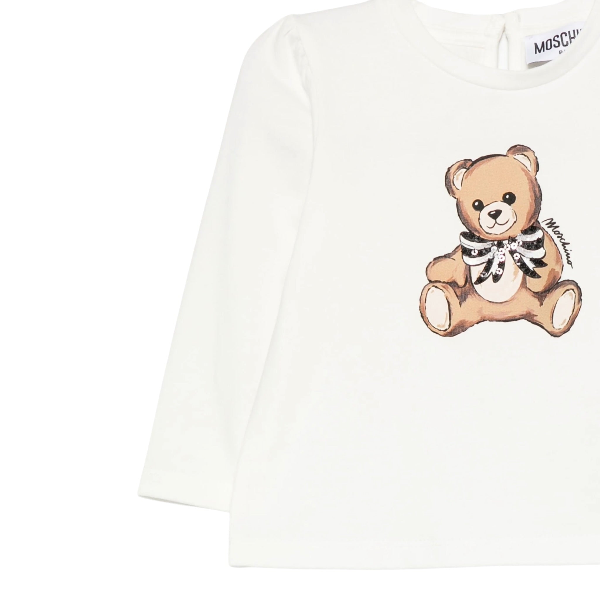 Moschino Shirt Girocollo tinta unita con Stampa Bianco per Bambina MEO001J BIANCO MOSCHINO 