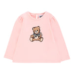 Moschino Shirt Girocollo tinta unita con Stampa Rosa per Neonata MEO001XX ROSA MOSCHINO 
