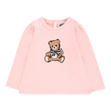 Moschino Shirt Girocollo tinta unita con Stampa Rosa per Neonata MEO001XX ROSA MOSCHINO 