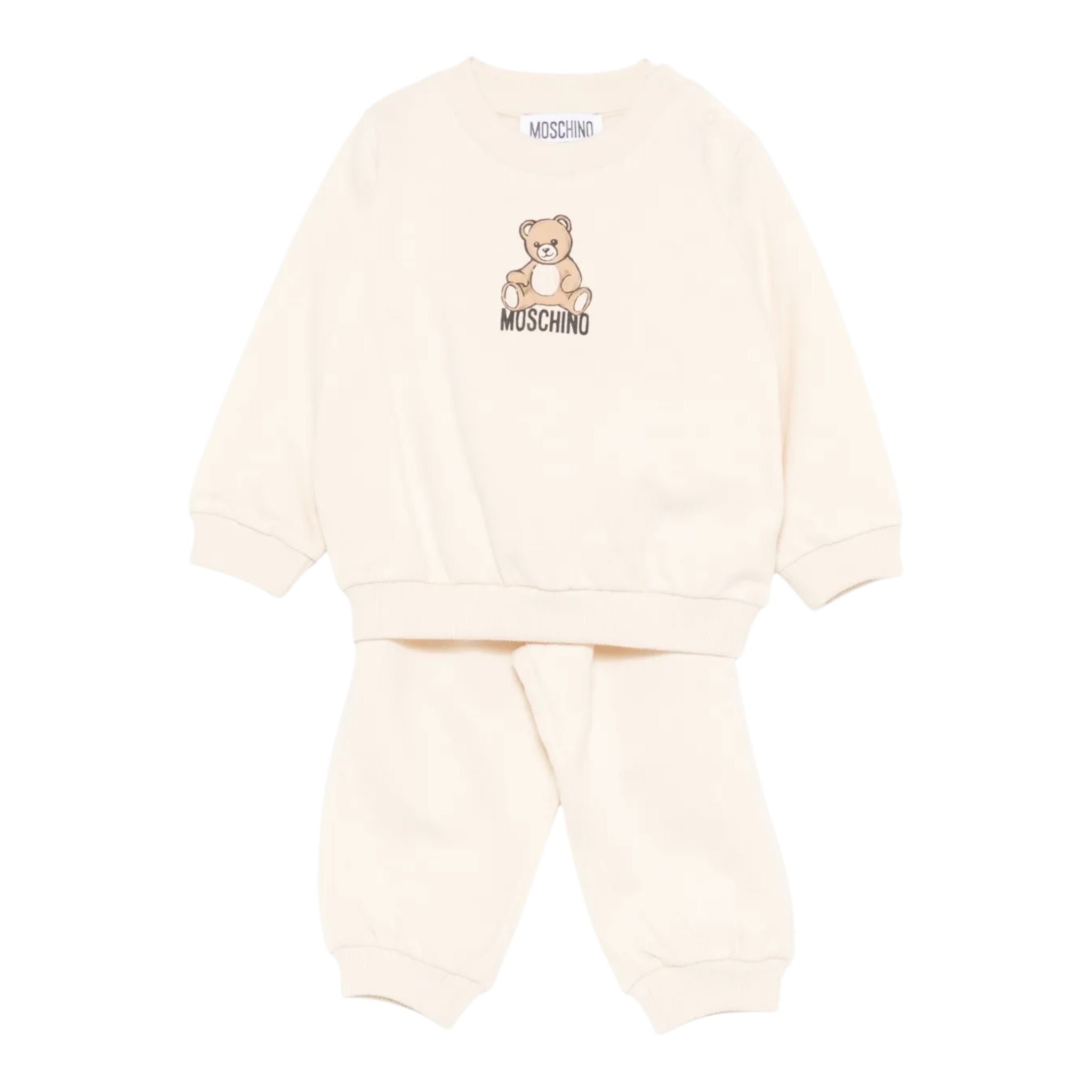 Moschino Completo 2 Pezzi Felpa-Pantalone tinta unita Beige per Neonato MMK05E BEIGE MOSCHINO 