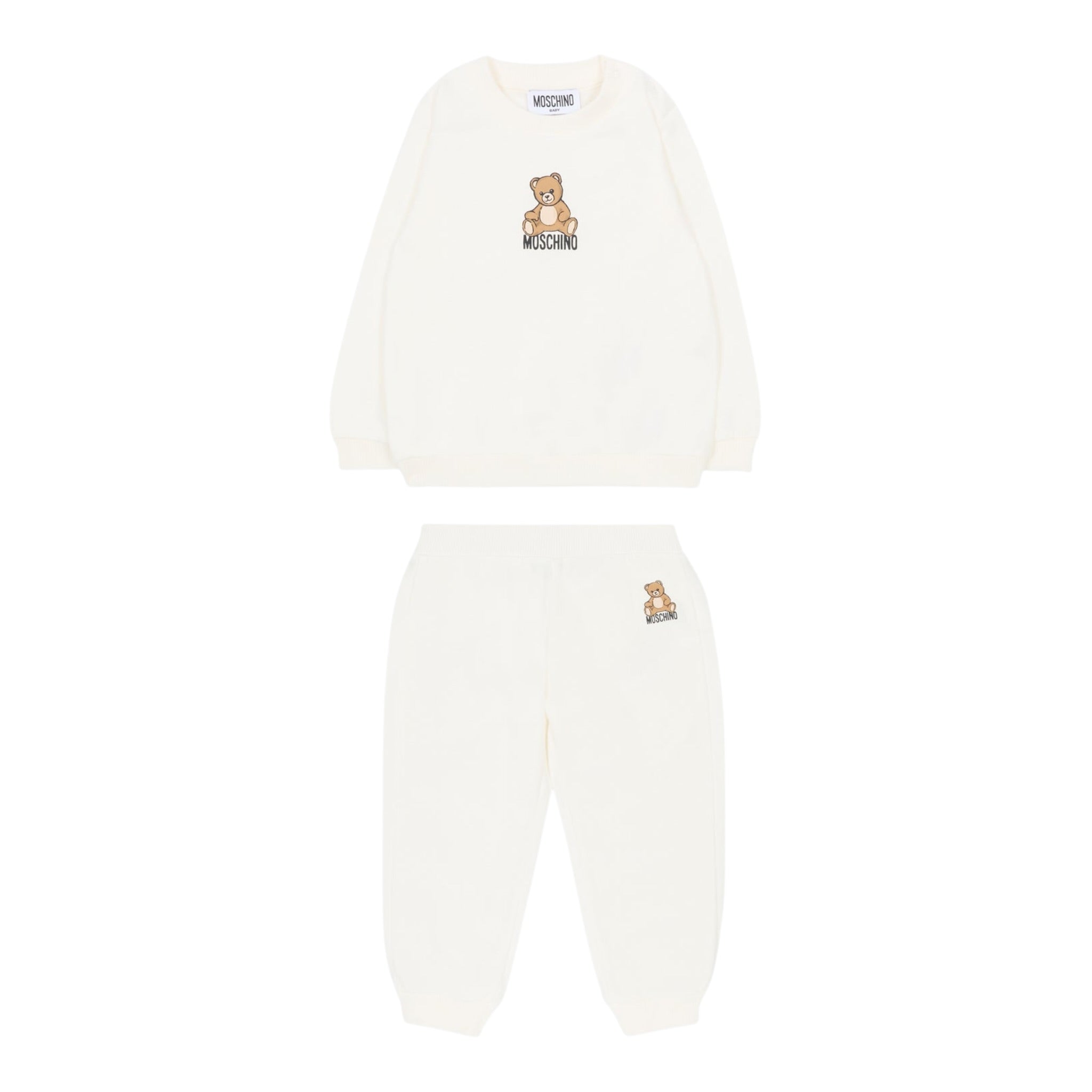 Moschino Completo 2 Pezzi Felpa-Pantalone tinta unita Beige per Neonato MMK05EXXX BEIGE MOSCHINO 