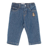 Moschino Jeans tinta unita con Elastico In Vita Blu per Neonato MMP04ZN BLU MOSCHINO 