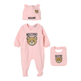 Moschino Set 3 Pezzi Tutina-Cappello-Bavette Rosa per Neonata MMY08BA ROSA MOSCHINO 