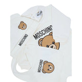 Moschino Set 3 Pezzi Tutina-Cappello-Bavette Bianco per Neonato MMY08B BIANCO MOSCHINO 